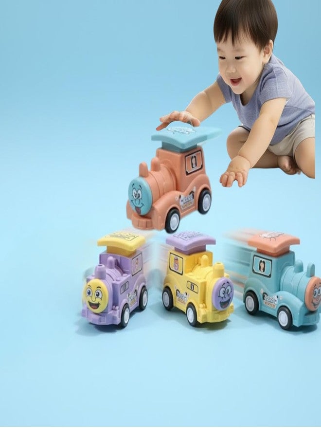 VRION Push and Go Train Toy Set, Press & Go Friction-Powered Train 1-5 Years - Mini Racing, Push & Go Vehicle for Early Learning, Motor Skill, Fun Toy for Toddlers & Kids - Pack of 4 Pieces - Image 1